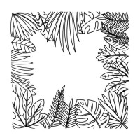 tropical flora, line art frame, leaf frame - garden decoration stock illustrations