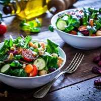 two fresh salad bowls - food stock pictures, royalty-free photos & images