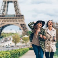 two girlfriends in paris - travel stock pictures, royalty-free photos & images