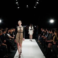 two models walking on catwalk during fashion show - fashion week stock pictures, royalty-free photos & images