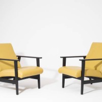 two modern yellow armchairs isolated on a white background - fashion stock pictures, royalty-free photos & images