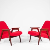 two retro red armchairs isolated on a white background - fashion stock pictures, royalty-free photos & images