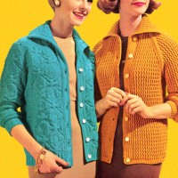 two women wearing cardigans - fashion stock illustrations