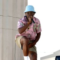 Tyler, the Creator performs with Kali Uchis at the Coachella Stage during the 2023 Coachella Valley Music and Arts Festival on April 16, 2023 in...