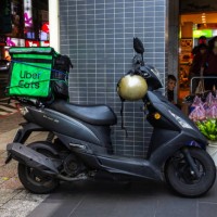 Uber Eats scooter delivery, Taipei, Taipei, Taiwan on August 24, 2023 in Taipei, Taiwan.
