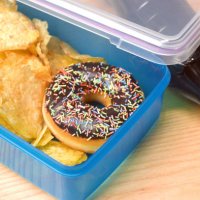 unhealthy lunch box - junk food stock pictures, royalty-free photos & images