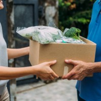 unkenntliche frau verteilt lebensmittelspenden während charity-fahrt - food stock-fotos und bilder