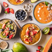 variety of healthy smoothie bowls - food stock pictures, royalty-free photos & images