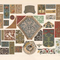 various patterns of the renaissance, chromolithograph, published in 1897 - home decoration stock illustrations