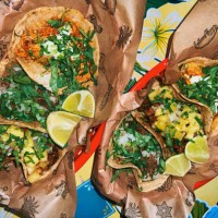 various tacos served at a mexican restaurant - junk food stock pictures, royalty-free photos & images