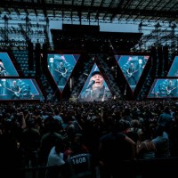 Vasco Rossi performs at Stadio San Siro on June 07, 2024 in Milan, Italy.
