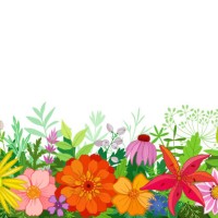 vector background with flowers and plants - garden decoration stock illustrations
