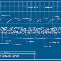vector sub sandwich blueprint - food stock illustrations