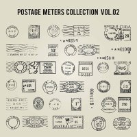 vector vintage postage meters - travel stock illustrations