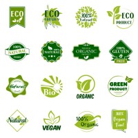 vegan and organic food labels - food stock illustrations