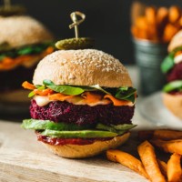 vegan food served as vegan beet burgers - food stock pictures, royalty-free photos & images