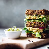 vegan super sandwich served with sprouts - food stock pictures, royalty-free photos & images