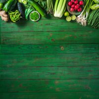 vegan vegetables on green wooden table copy space - food stock pictures, royalty-free photos & images