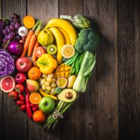 vegetables and fruit with heart shape as concept of cardiovascular health - food stock pictures, royalty-free photos & images