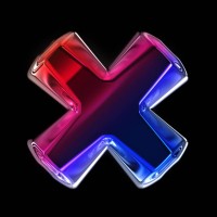 vibrant abstract 3d cross shape blue red glowing abstract on black background. metallic letter x - fashion stock pictures, royalty-free photos & images