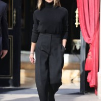 Victoria Beckham is seen leaving her hotel ahead of her Victoria Beckham show during the Womenswear Fall/Winter 2025/2026 as part of Paris Fashion...