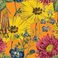 victorian botanical, hand-colored, seamless repeating pattern. realistic blooming isolated flowers vintage fabric background. beautiful cottage garden and wildflowers. wallpaper baroque. drawing engraving. victorian illustrat