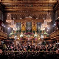 Vienna: The Golden Concert Hall of the Musikverein, decorated with flowers on occasion of the New Year's concert by the Vienna Philharmonic...