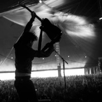 View from the stage showing a festival audience watching Scottish indie rock band Twin Atlantic performing at Reading Festival in 2014