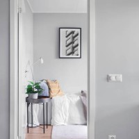 view into a modern guest room through a doorway - home decoration stock pictures, royalty-free photos & images