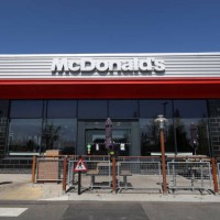 View of a McDonald's restaurant on April 24, 2020 in Milton Keynes, United Kingdom . The British government has extended the lockdown restrictions...
