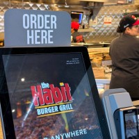 View of an ordering kiosk at The Habit Burger Grill on April 11, 2024 in San Rafael, California.