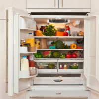view of inside of refrigerator with healthy food - food stock pictures, royalty-free photos & images