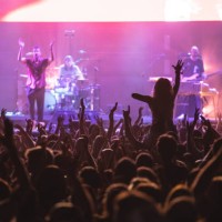 View of the crowd at the concert of Vetusta Morla during the Vida Festival on July 01, 2021 in Vilanova i la Geltru, Spain. This is the first...