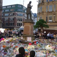 Vigil in St Ann's Square, Manchester, during the days following the 22 May 2017, suicide bombing, carried out at Manchester Arena in Manchester,...