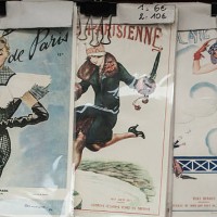 vintage posters and advertisements for sale at traditional bookstall, paris - fashion stock pictures, royalty-free photos & images