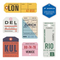 vintage world travel gepäckanhänger - travel stock-grafiken, -clipart, -cartoons und -symbole