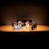 violinists and cellist playing at classical music concert - concert stock pictures, royalty-free photos & images