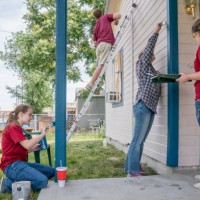 volunteers painting house - home decoration stock pictures, royalty-free photos & images