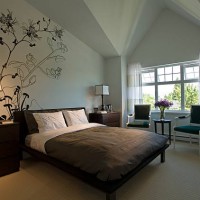 wall painting in contemporary bedroom - home decoration stock pictures, royalty-free photos & images