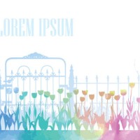 watercolor garden gate - garden decoration stock illustrations
