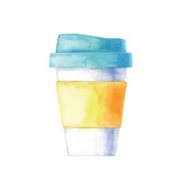 watercolor paper coffee cup - junk food stock illustrations