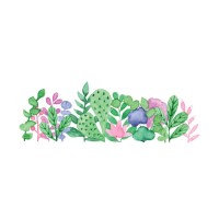 watercolor spring plants ornament horizontal - garden decoration stock illustrations