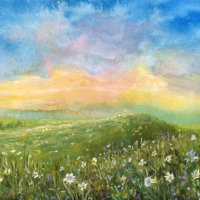watercolor summer landscape - garden decoration stock illustrations