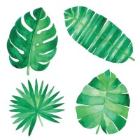 watercolor tropical leaves - garden decoration stock illustrations