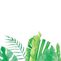 watercolor tropical plants background - garden decoration stock illustrations