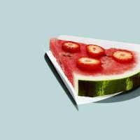 watermelon slice with strawberries - junk food stock pictures, royalty-free photos & images
