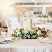 wedding reception, table setting and celebration event with flower arrangement, decor and catering for a romantic setting. party, luxury restaurant or fancy place with cutlery and tableware - home decoration stock pictures, r
