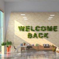 welcome back greeting on the wall - garden decoration stock pictures, royalty-free photos & images