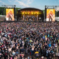 Welsh hard rock group Skindred performing live on stage during the Download Pilot festival at Donington Park in England, on June 20, 2021.