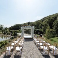 white arch for wedding - stock photo - garden decoration stock pictures, royalty-free photos & images